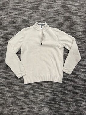 Men's Cream Quarter-Zip Knit Sweater